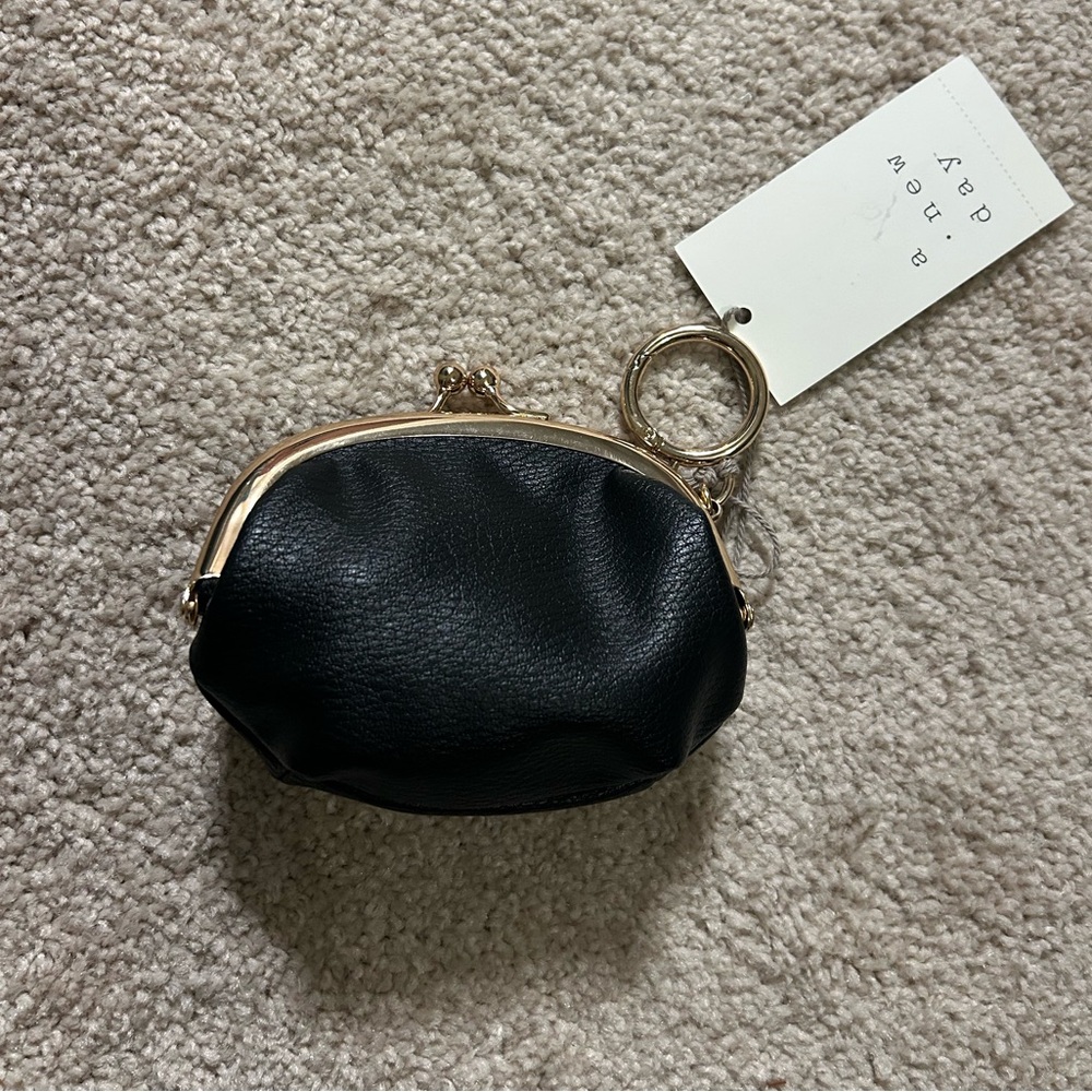 A New Day Black Gold Coin Purse Pouch